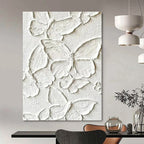 White with Textured Butterflies "Whimsical Wings" Abstract Painting On Canvas PS1468