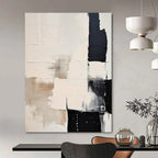 Beige, Black, and White Textured, "Soft Geometry" – Textured Abstract Painting On Canvas PS0978