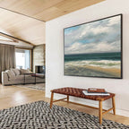 “Serene Coastal Scene in Blues and Grays” - Realistic Seaside Oil Painting On Canvas PT021