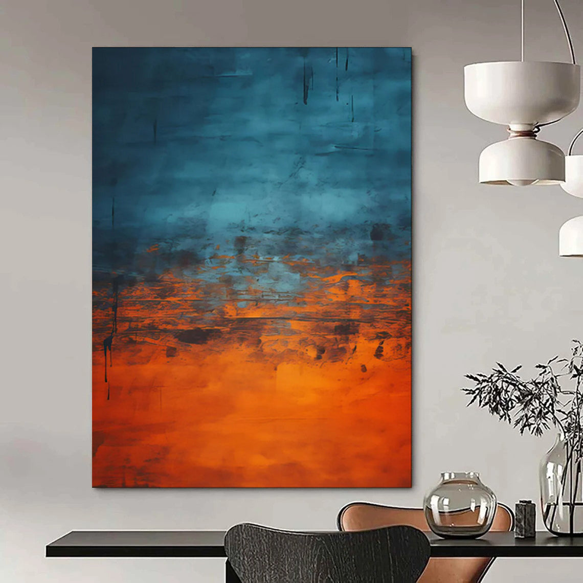 “Blue - Orange Blended Abstract (Repeat)” - Abstract Expressionist Painting On Canvas PT1947
