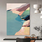 “Pastel Abstract Landscape of Mountains & Sea” - Abstract - Inspired Landscape Painting On Canvas PT1413