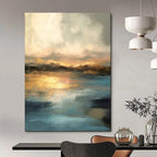 “Soft Abstract Sunset Reflection” - Abstract Landscape Painting On Canvas PT1940