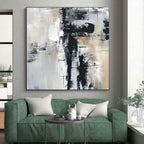 Black, White, Gray Layered Chaos “Industrial Mood” - Painting On Canvas PS0808