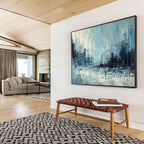 Blue Cityscape Impasto - Abstract Urban Painting On Canvas DKS367