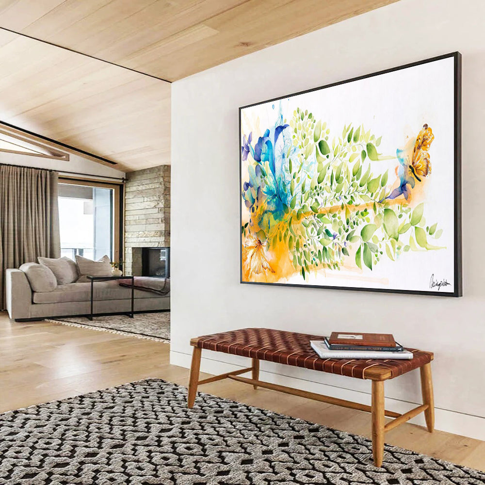 “Colorful Floral And Butterfly” - Watercolor Painting On Paper DKS537