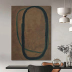 “Black - Green Intertwined Loops” - Minimalist Abstract Painting On Canvas PT1153