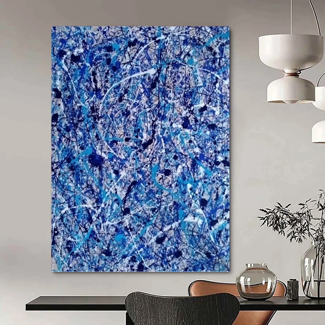“Blue and White Drip Abstract” - Action - Inspired, Dynamic Painting On Canvas PT1560