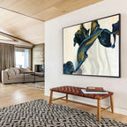 Blue and Gold Flowing Forms Contemporary Abstract Painting On Canvas DKS160