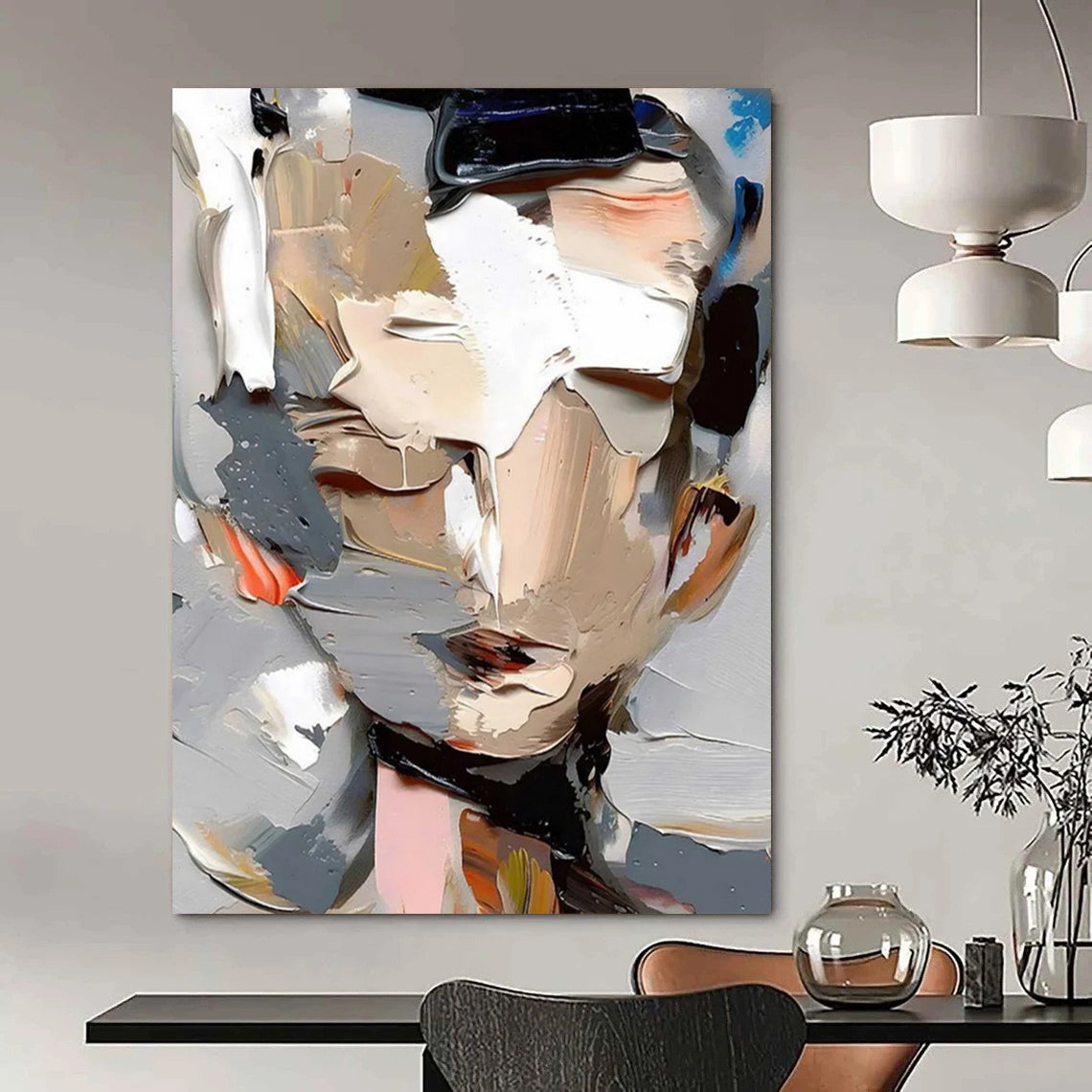 “Abstract Fragmented Face” - Bold Figurative Painting On Canvas DS320