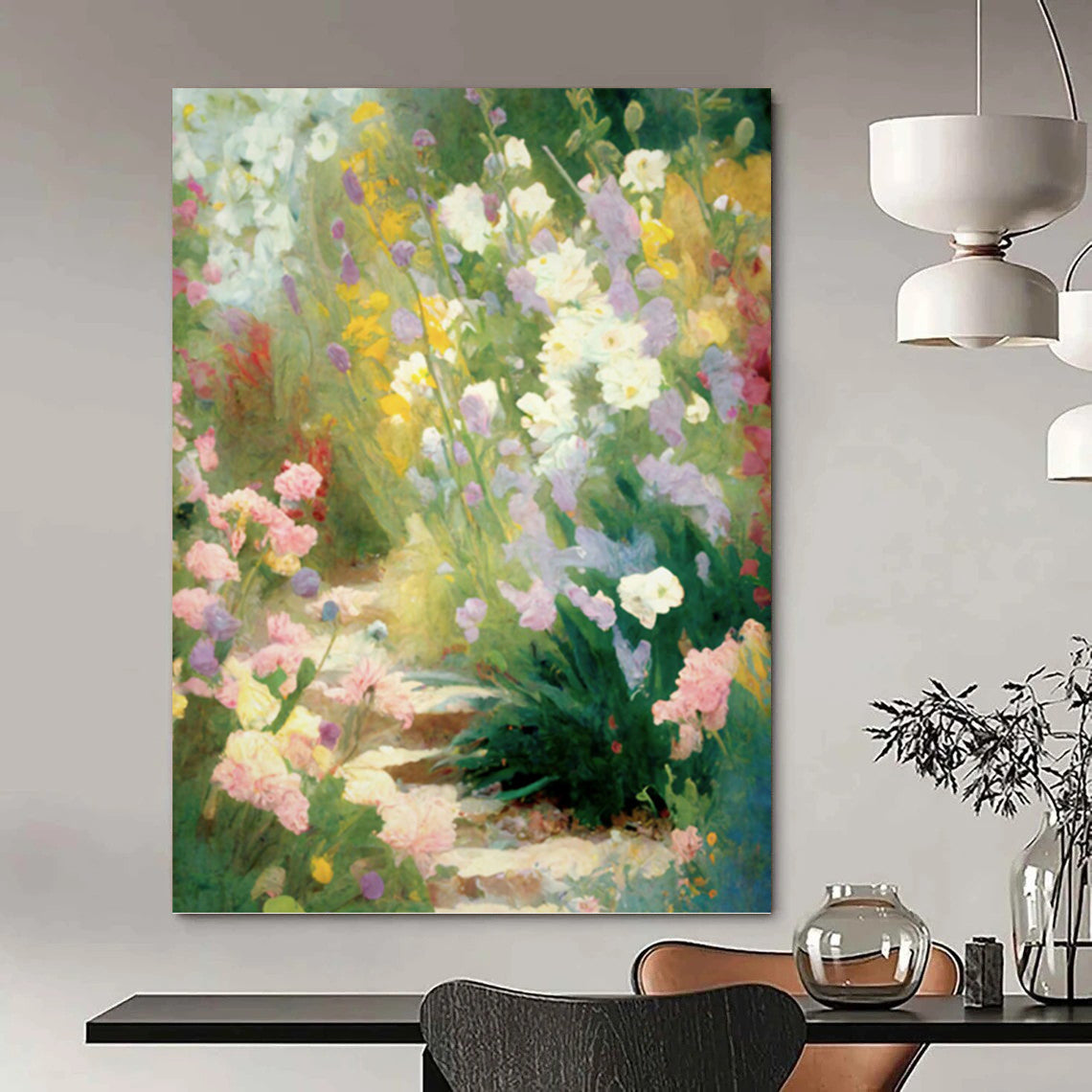 “Colorful Flower Garden” - Impressionist Landscape Painting On Canvas PT1356