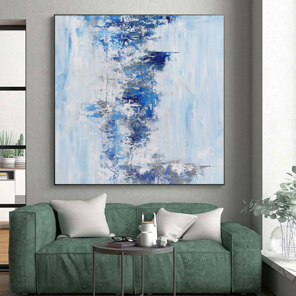 “Blue - Gray Abstract” - Contemporary Abstract Painting On Canvas PS0072