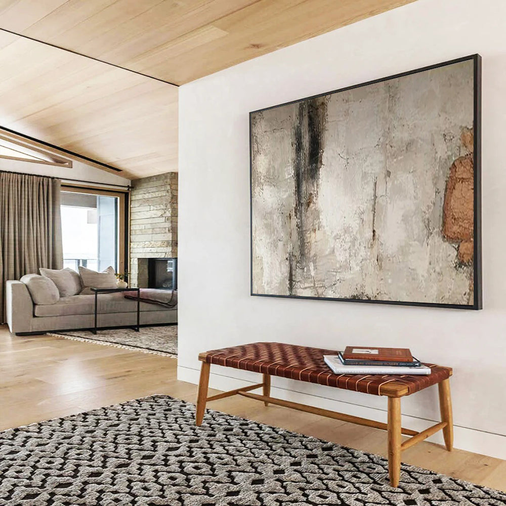 “Gray - Brown Textured Wall” - Neutral Tones “Urban Relic” Painting On Canvas PT1625