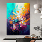 Explosive Color Burst, "Rainbow Eruption" – Abstract Expressionist Painting On Canvas PS0918