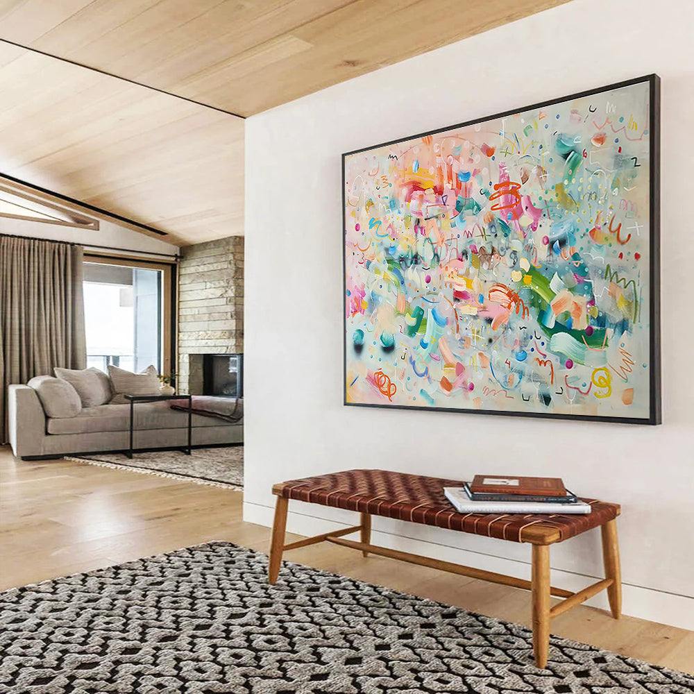 Whimsical Colorful Abstract Painting On Canvas DKS059