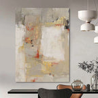 “Abstract in Beige, Gray & Red” - Abstract - Inspired Contemporary Painting On Canvas PT1424