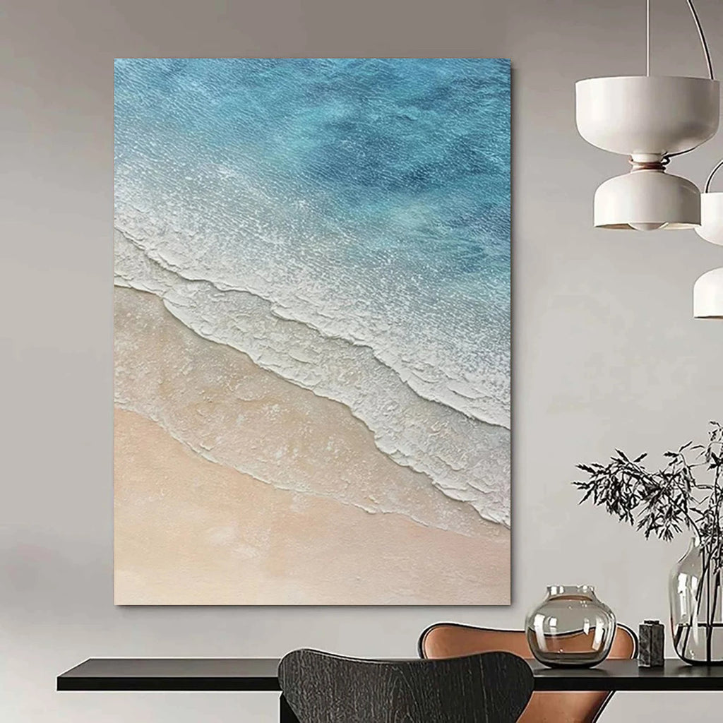 “Aerial Beach Waves” - Serene Coastal Landscape Painting On Canvas DS314