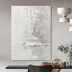 White - Gray Textured Wall Abstract Painting On Canvas DS066