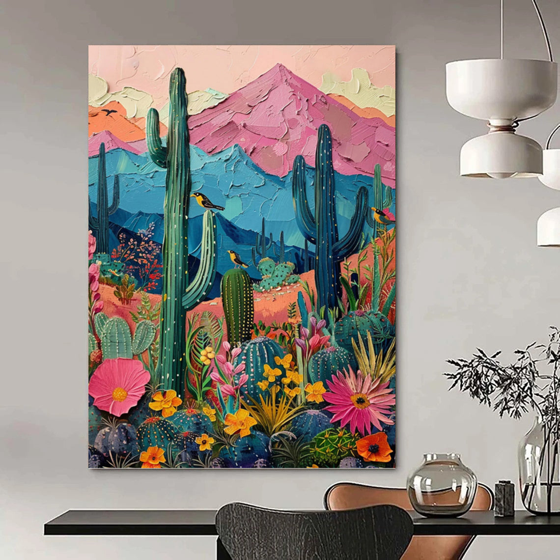 “Colorful Desert Impasto” - Post - Impressionist - Inspired Landscape Painting On Canvas PT1402