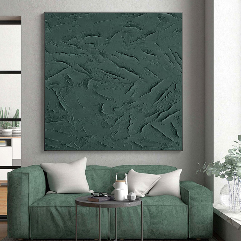 “Dark Green Textured Surface” - Textured Abstract Painting On Canvas PS0430