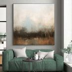 “Neutral - Toned Abstract Landscape” - Beige, Blue, Brown Abstract Painting On Canvas PS0450