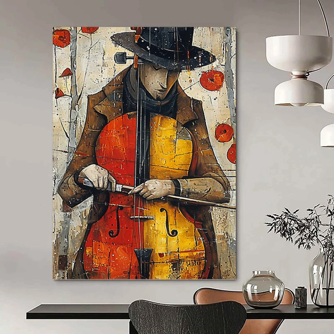 “Musician Portrait” - Stylized, Figurative Painting On Canvas PT1532