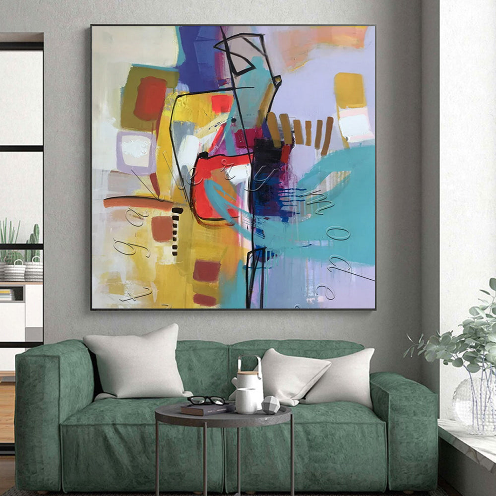 Vibrant Abstract Forms, "Color Carnival" – Abstract Expressionist Painting On Canvas PS0889