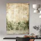 “Rustic Earth - Toned Vintage” - Beige, Green, Aged Abstract Painting On Canvas PT1483