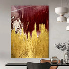 “Burgundy - Gold Abstract” - Abstract Expressionist Painting On Canvas PT1336