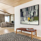 Gray - Toned Abstract Blocks - Cubist - inspired Abstract Painting On Canvas DKS365