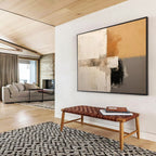 “Neutral - Tone Abstract Geometry” - Brown - Gray - White Abstract Painting On Canvas PT1573