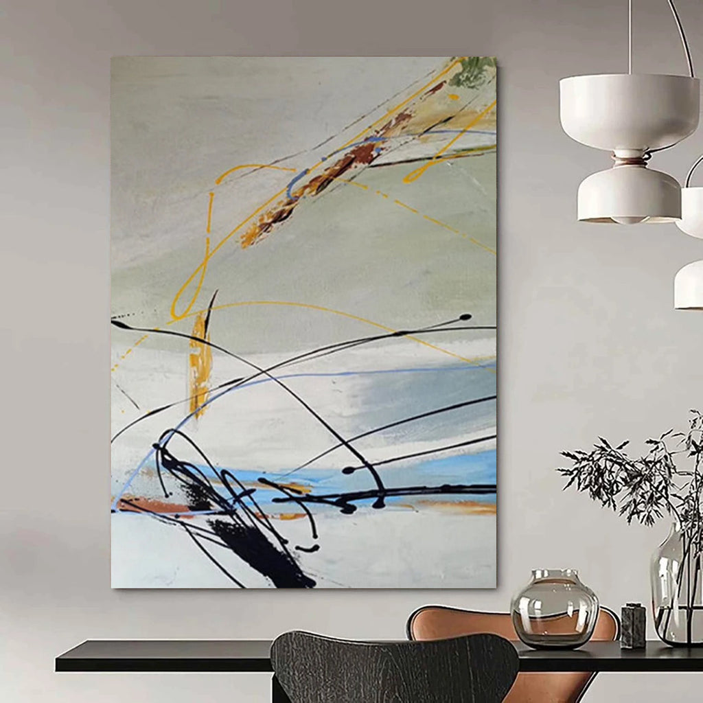 “Colorful Lines on White” - Abstract Expressionist Painting On Canvas DS035