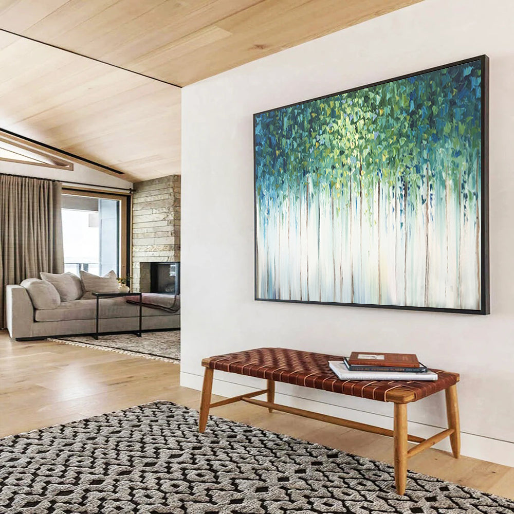 “Dripping Green Forest” - Abstract Landscape Painting On Canvas PT206