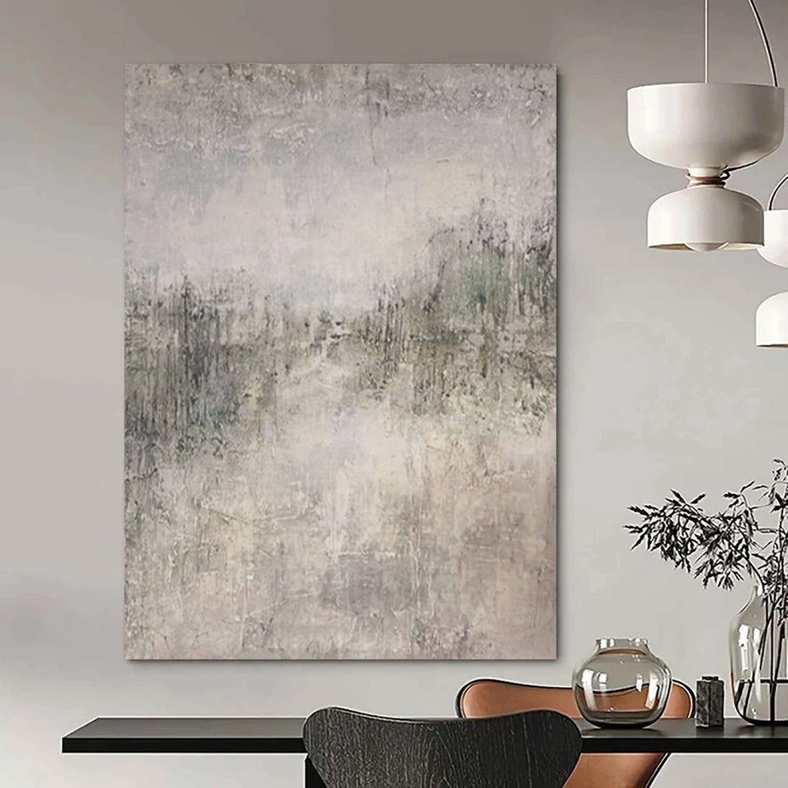 Gray Textured Abstract, "Misty Morning" – Textured Abstract Painting On Canvas PS0959