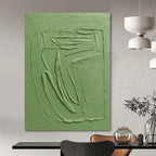 “Textured Green Relief” - Minimalist Abstract Painting On Canvas PS0192