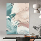 “Teal & Pink Abstract Flow” - Fluid Abstract Painting On Canvas DS277