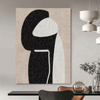 Black, White and Beige with Organic Shapes "Intimate Embrace" Abstract Painting On Canvas PS1134