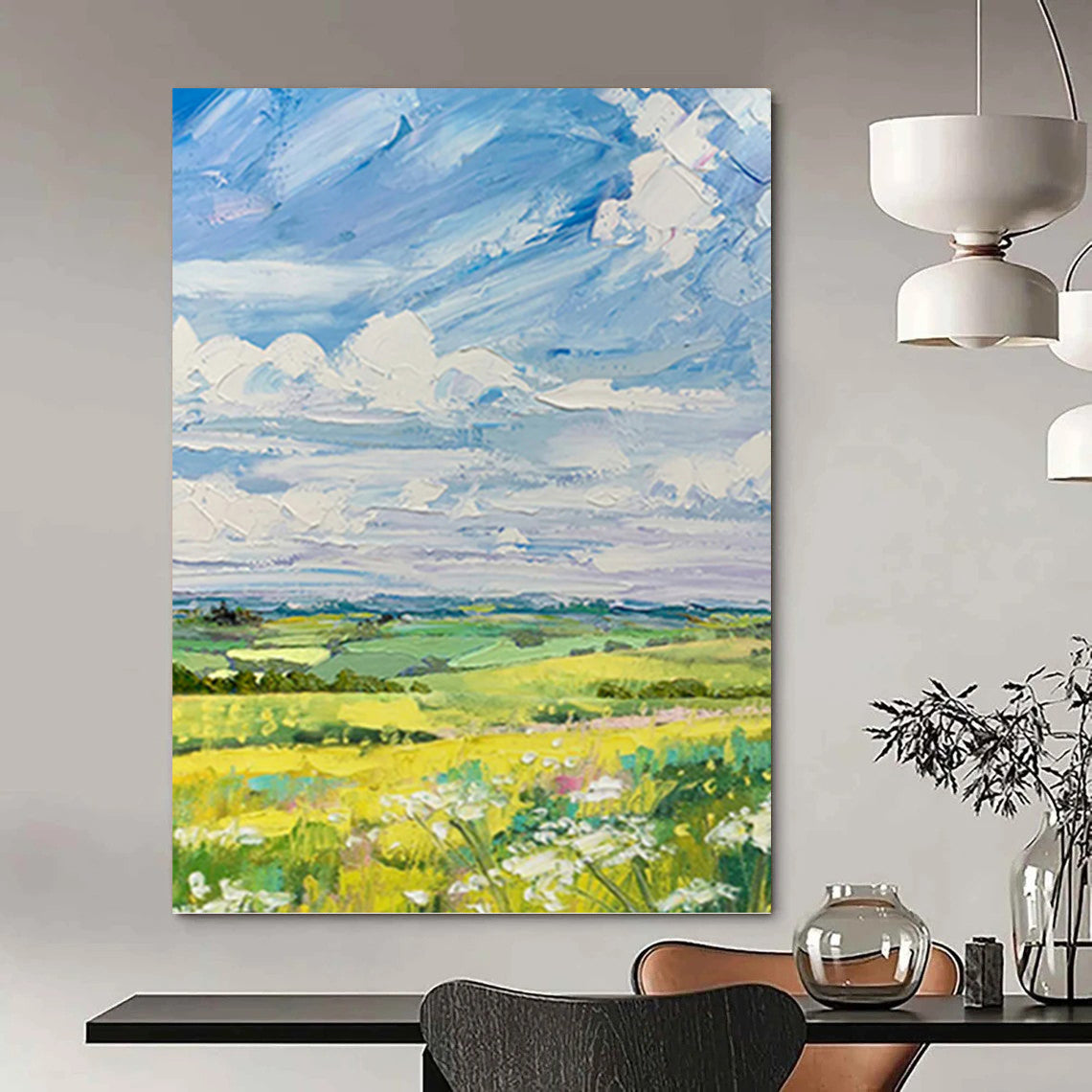 “Vibrant Countryside View” - Impressionistic Landscape Painting On Canvas PT1050