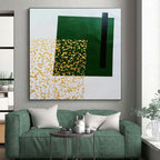 “Green - Yellow Geometric Pop” - Green, Yellow Abstract Painting On Canvas PS0463