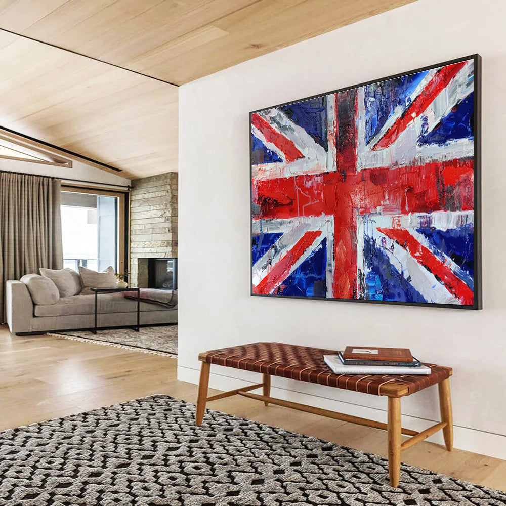 Textured Union Jack Flag Modern Pop - Art Painting On Canvas DKS120