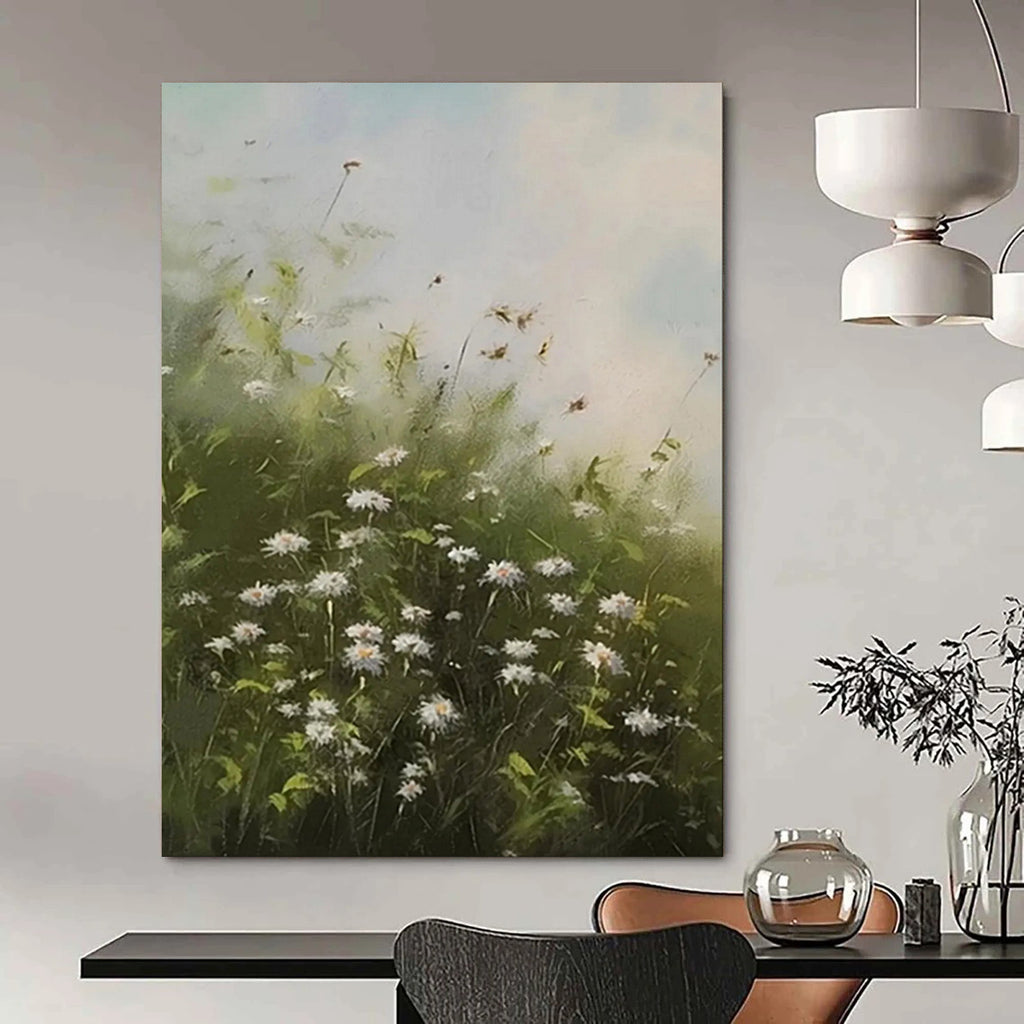 Dreamy Daisy Field, Impressionistic Nature, Monet - Inspired Light, Painting On Canvas PT2108