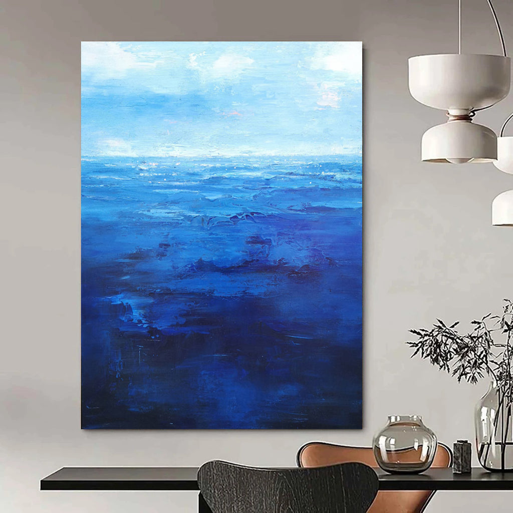 “Deep Blue Sea Abstraction” - Expressive Ocean Painting On Canvas DS345