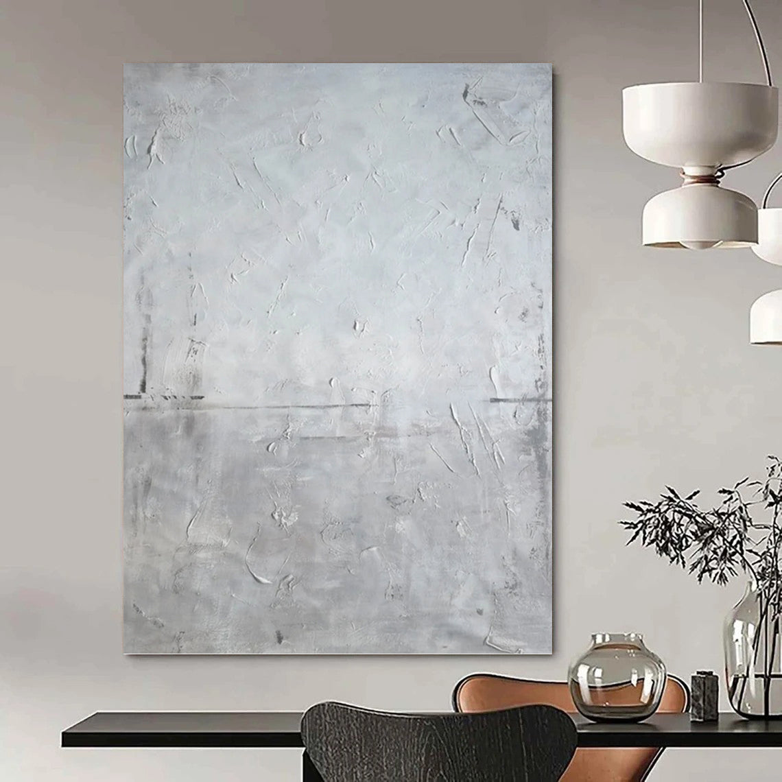“Textured Gray Minimalism” - Minimalist, Tactile - Styled Painting On Canvas PT1581