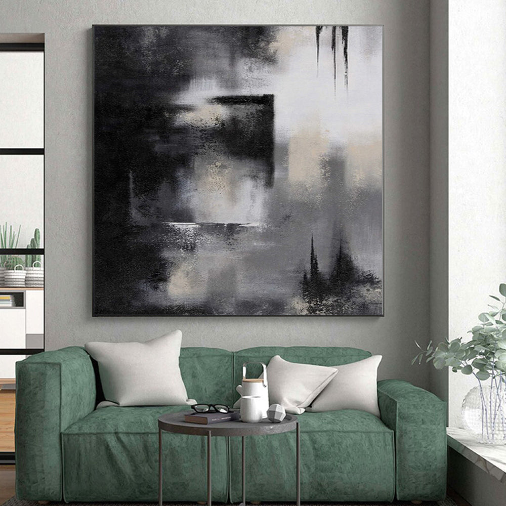 “Monochrome Abstract” - Minimalist Abstract Painting On Canvas PS0076
