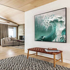 “Teal Wave Crash” - Impasto Seaside Painting On Canvas PT232