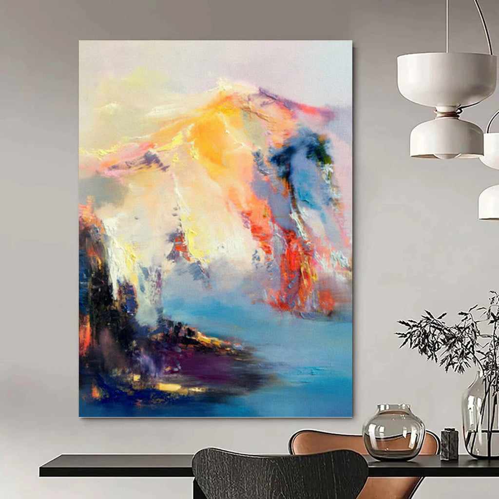 “Colorful Mountain Abstraction” - Abstract Landscape with Colorful Peaks Painting On Canvas PT1061