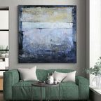 Layered Blue - Gray Tones, "Mystic Horizon" – Abstract Landscape Painting On Canvas PS0907