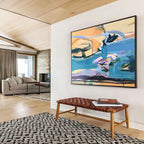 “Expressive Abstract in Blue, Pink & Colorful Strokes” - Gestural Abstract Expressionist Painting On Canvas PT007