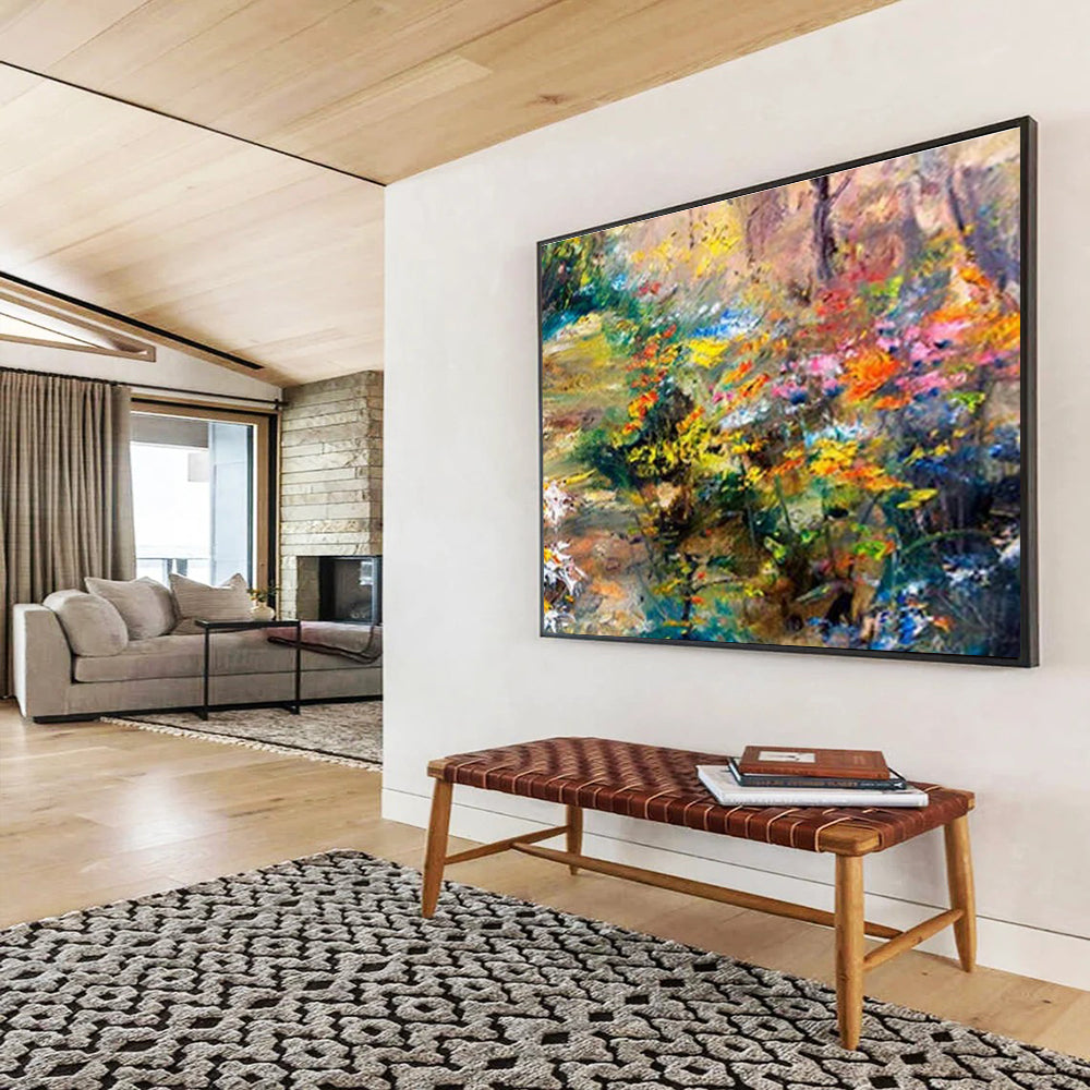 Colorful Garden Impasto - Post - Impressionistic Floral Painting On Canvas DKS364