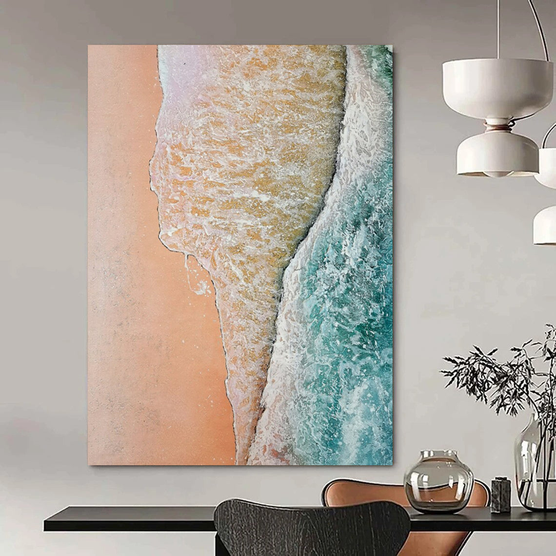 “Pastel Beach Aerial View” - Impressionistic Landscape Painting On Canvas DS044