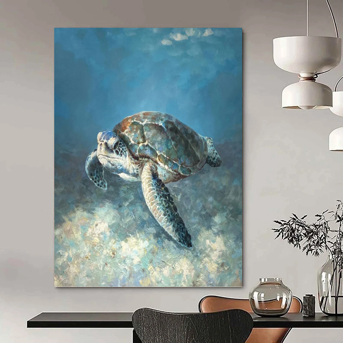“Realistic Sea Turtle” - Realist - Inspired Animal Painting On Canvas PT1443